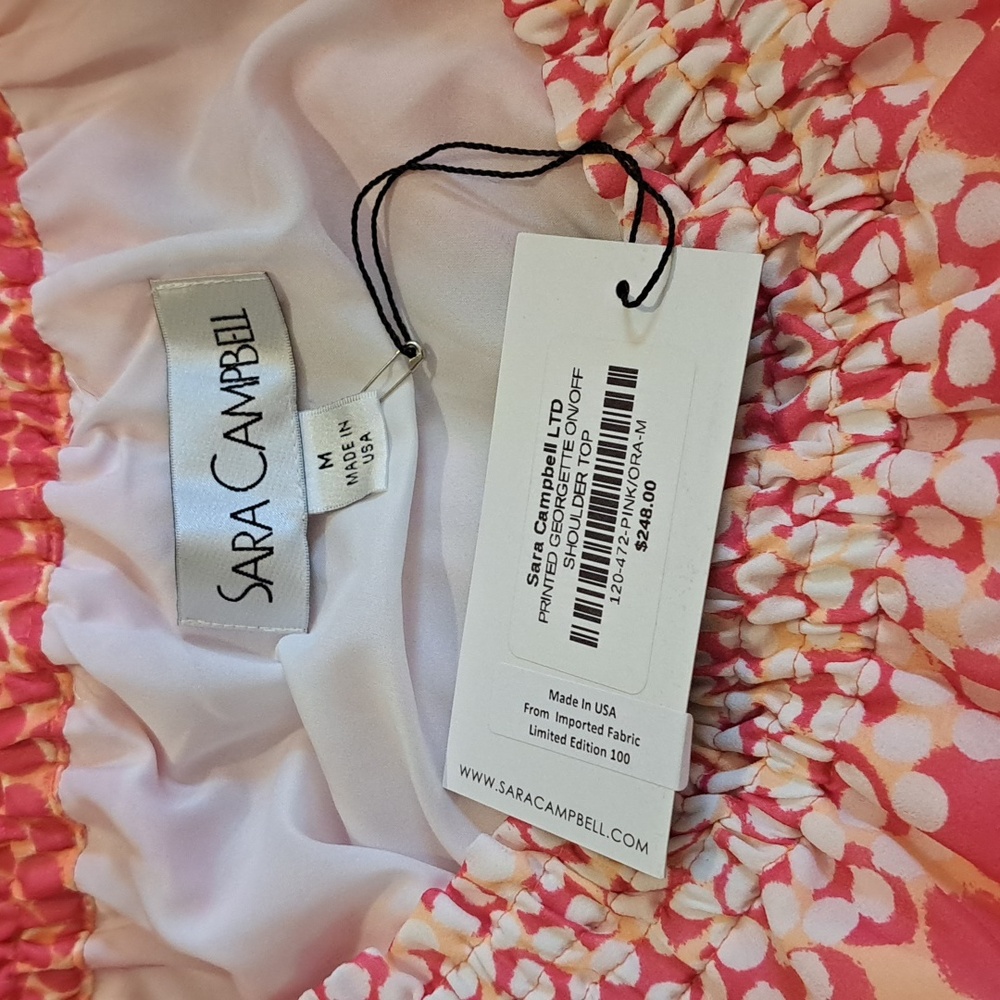 Sara Campbell Printed Georgette On/Off Shoulder Blouse  Size M NWT - Picture 3 of 9